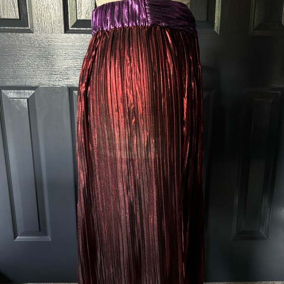 Sabina Musayev Red and Purple Maxi Pleated Skirt - Picture 4 of 6